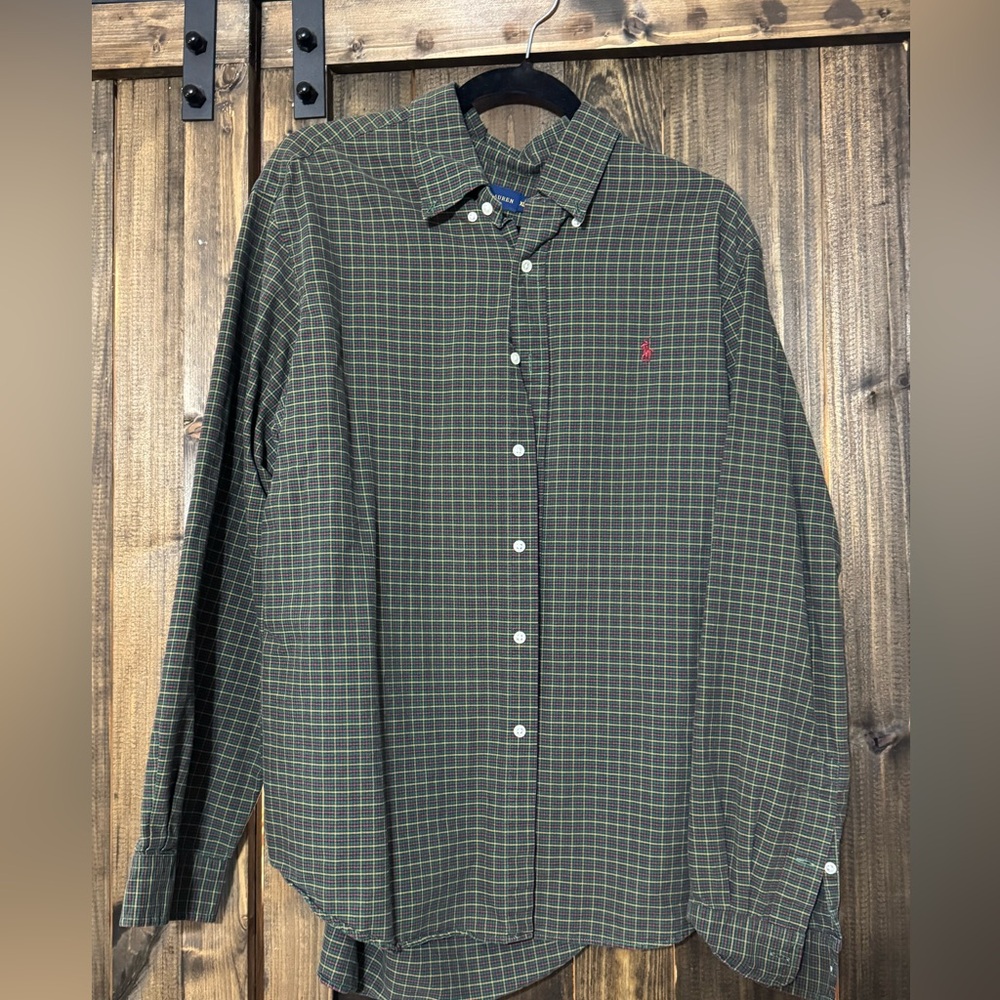 Polo Ralph Lauren Olive Checkered Button Down Shirt